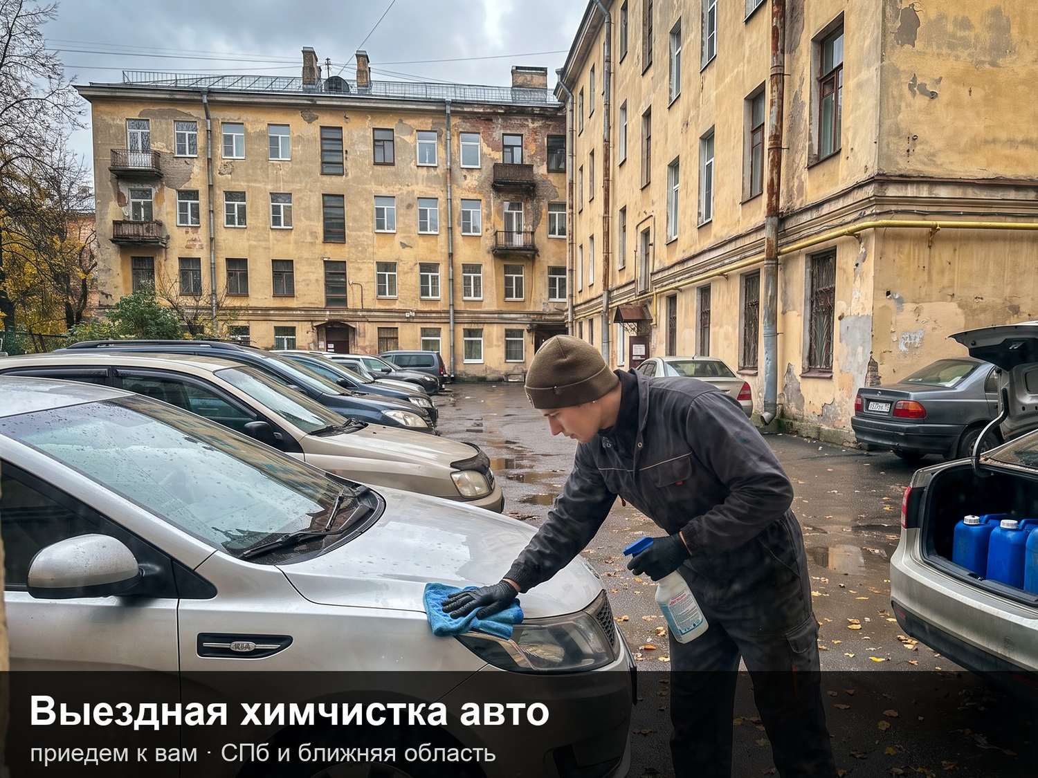 Мойка автомобиля в подземном паркинге